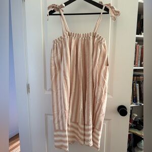 Rylee + Cru Striped Midi Dress in Cream and Pink